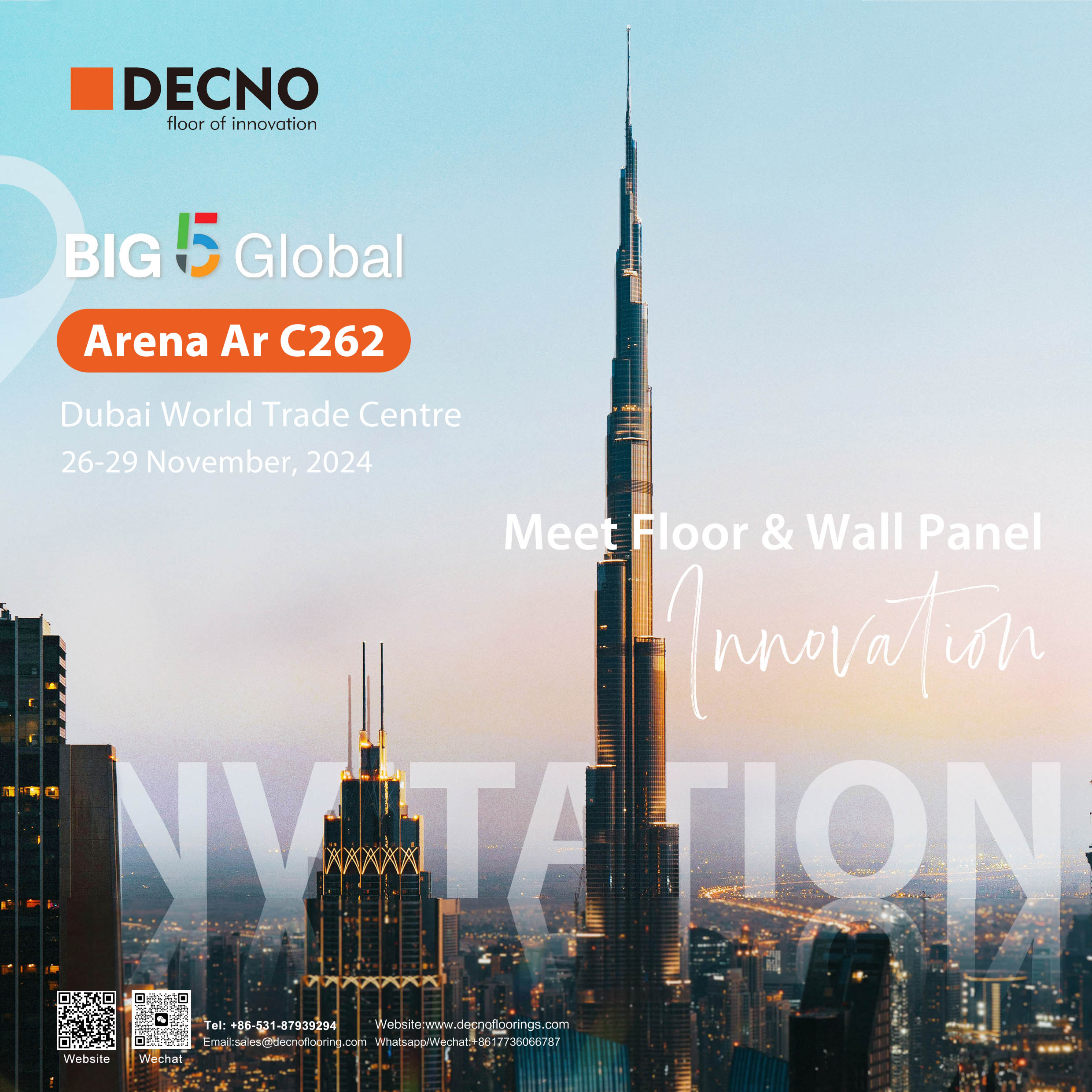 DECNO lanza un nuevo panel para piso y pared en Big 5 Global 2024