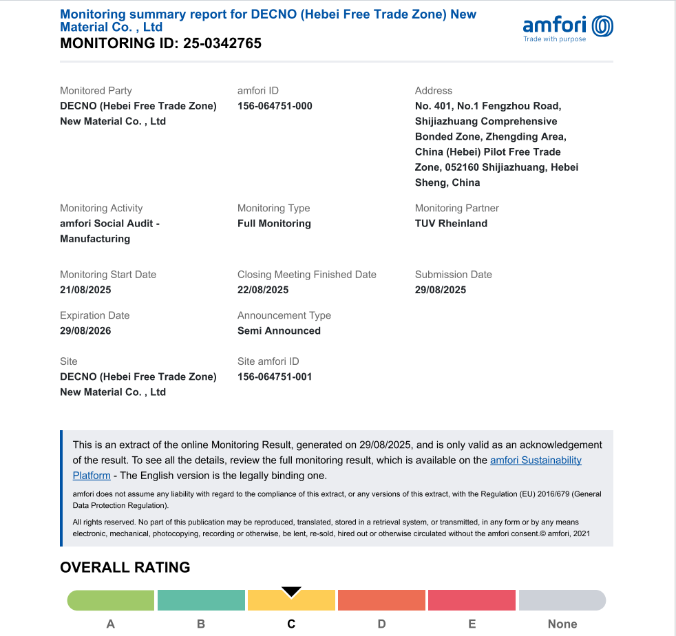 DECNO supera la auditoría BSCI DECNO supera la auditoría BSCI